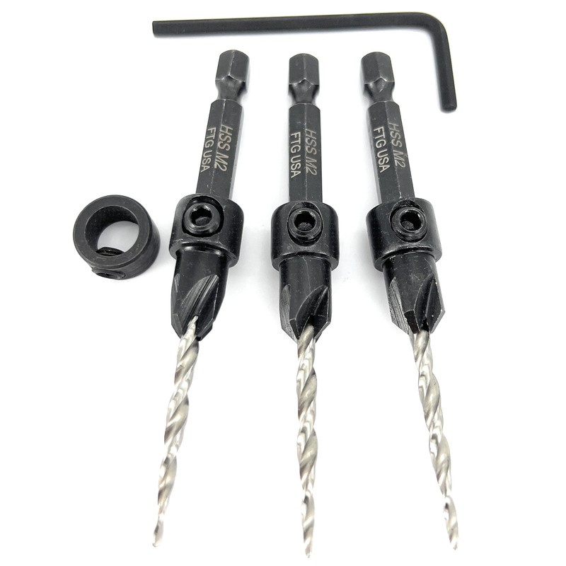 FTG USA Countersink Drill Bit Set for Wood with Tapered