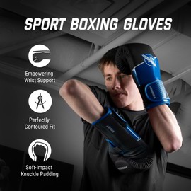 Hayabusa Sport Boxing Gloves for Men and Women – Dual-Splinted Wrist Support, Multi-Density Foam Padding, Contoured Fit – Ideal for Boxing, Kickboxing, and Muay Thai Training - Blue/White, 12oz