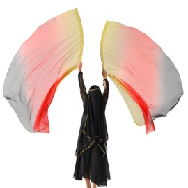 MUNAFIE Worship Flags Pack of 2 Praise Dance Flags Semicircle Colourful Flags with Flexible Flag Pole for Dance Performance Church 3# Yellow Red Black