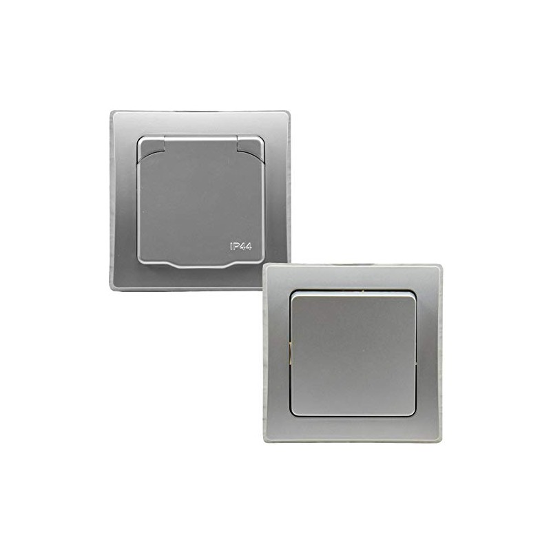 DELPHI Socket IP44 with Protection Lid Flush-Mounted Wet Room Rubber