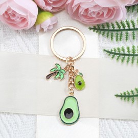 Tranbath Grüner Avocado-Schlüsselanhänger mit Kokosnussbaum für Frauen, Sommerfrucht-Serie Freundschaft Geschenk Guter Freundin, Geburtstagsgeschenke, Geschenkideen für Frauen und Freundin