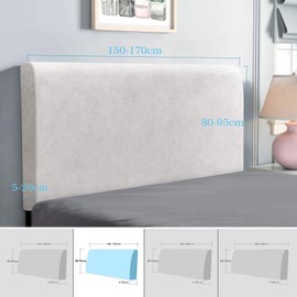 TAOCOCO Bed Headboard Covers, King Size Headboard Covers,Velvet All-inclusive Elastic Headboard Protection Cover for King/Double Bed,White Headboard Cover 150-170cm(White)