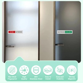 Bathroom Sliding Door Signs, In Use/Available Slider Sign Brushed Silver Stainless Steel,7'' x 1.5''-Red&Green