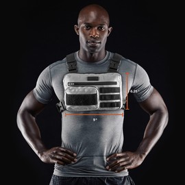Fitdom Tactical Inspired Sports Utility Chest Pack. Chest Bag for Men with Built-in Phone Holder. This EDC Rig Pouch Vest is Perfect for Workouts, Cycling & Hiking (Rig Fit, White)