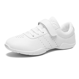 LANDHIKER Girls Cheer Shoes White Cheerleading Shoes Dance Athletic Training Breathable Youth Dancing Lightweight Competition Comfortable Cheer Sneakers