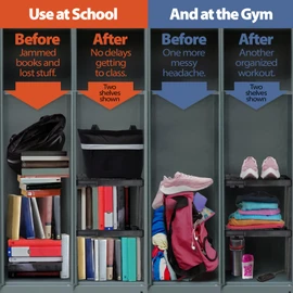 ABLinox Locker Organizer Shelf， Adjustable Width and Height, Ideal Locker for School, Office, and Gym Lockers (Magenta 2 Pack)