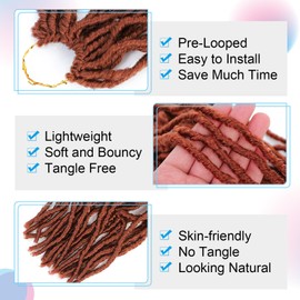 14 Inch Soft Locs Crochet Hair 8 Packs Pre Looped Faux Locs Crochet Braids Goddess Locs Hair For Black Women（14Inch 8pcs,350#）