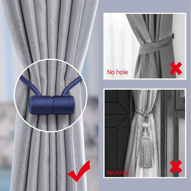 Pretty Jolly 2 Pack Magnetic Curtain Tiebacks 16 Inch Modern