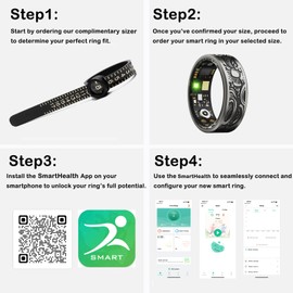 Loluka Smart Ring Fitness Ring Fitness Tracker Step Tracker Health Tracker with Sleep Monitor Heart Rate Monitor Family Care No Subscription Fee for Android iOS Black 13