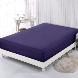 AL NOOR HOME Premium Navy Blue Fitted Sheet - 100% Pure Egyptian Cotton with 300 TC - Hotel Quality 30cm Deep Single Fitted Bed Sheet