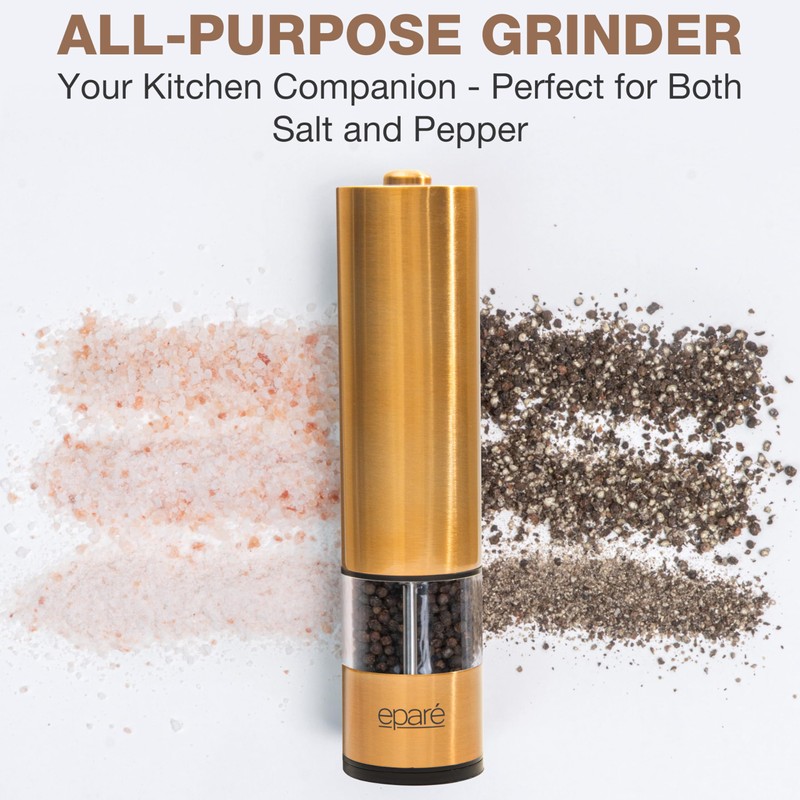 Eparé Brass Salt and Pepper Mill - Battery Operated Gold