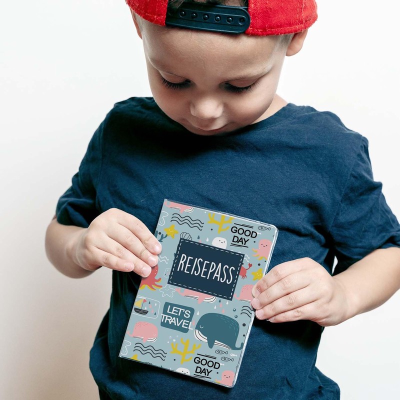 cozy racoon Kids Passport Holder, ocean, Modern