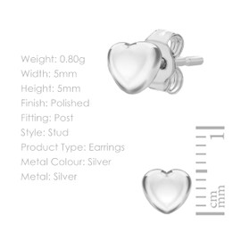 Tuscany Silver Women's Sterling Silver Polished 5 mm Heart Stud Earrings