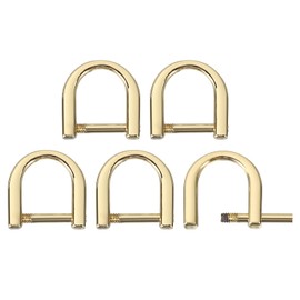 QUARKZMAN D-Rings Screw Shackles, 5 Pieces 0.35 Inch Zinc Alloy Horseshoe U-shaped D-Ring Buckles for DIY Leather Craft Key Chain, Gold, gold