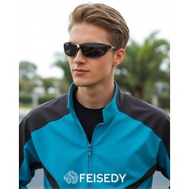 FEISEDY 3 Pack Polarized Sports Sunglasses for Men, Wrap Around Frame, UV400 Protection, Fishing Driving Cycling B2674