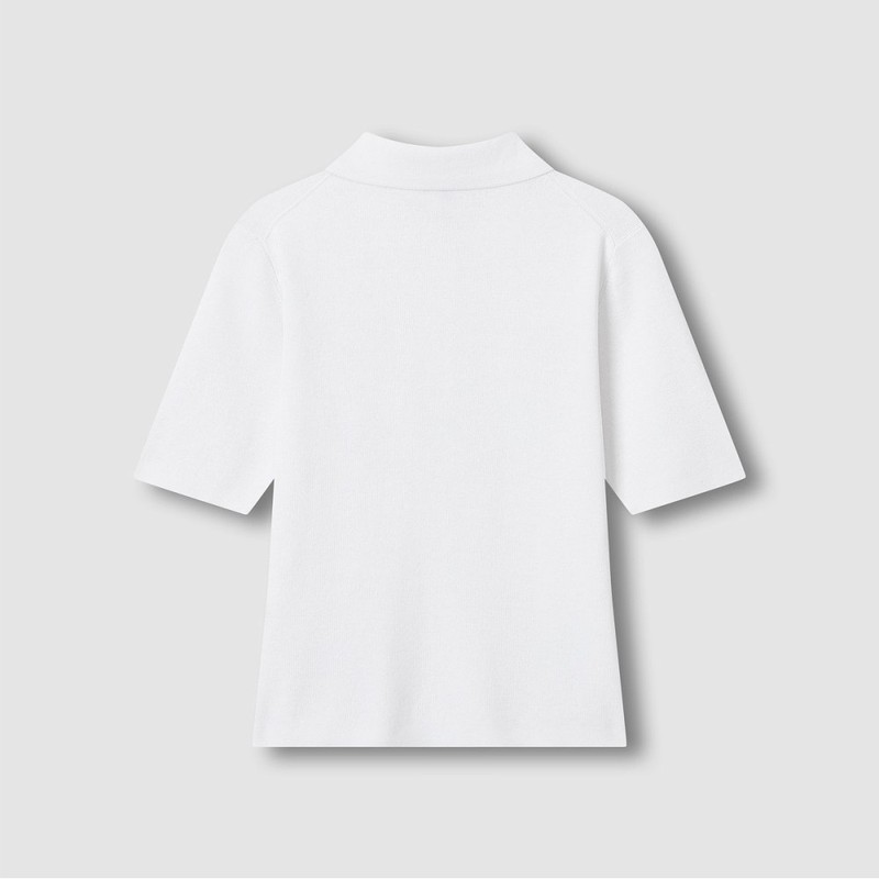 JAJU [JAJU] Women's Collar Short-Sleeve Knit_White