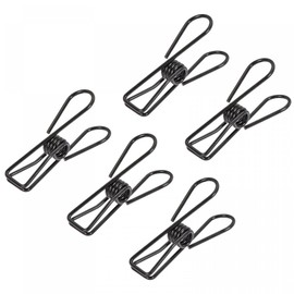 sourcing map Small Metal Wire Clamp, 1 Inch, Multi-Purpose Pocket Clamp for Home, Office, Kitchen, Black, Pack of 45