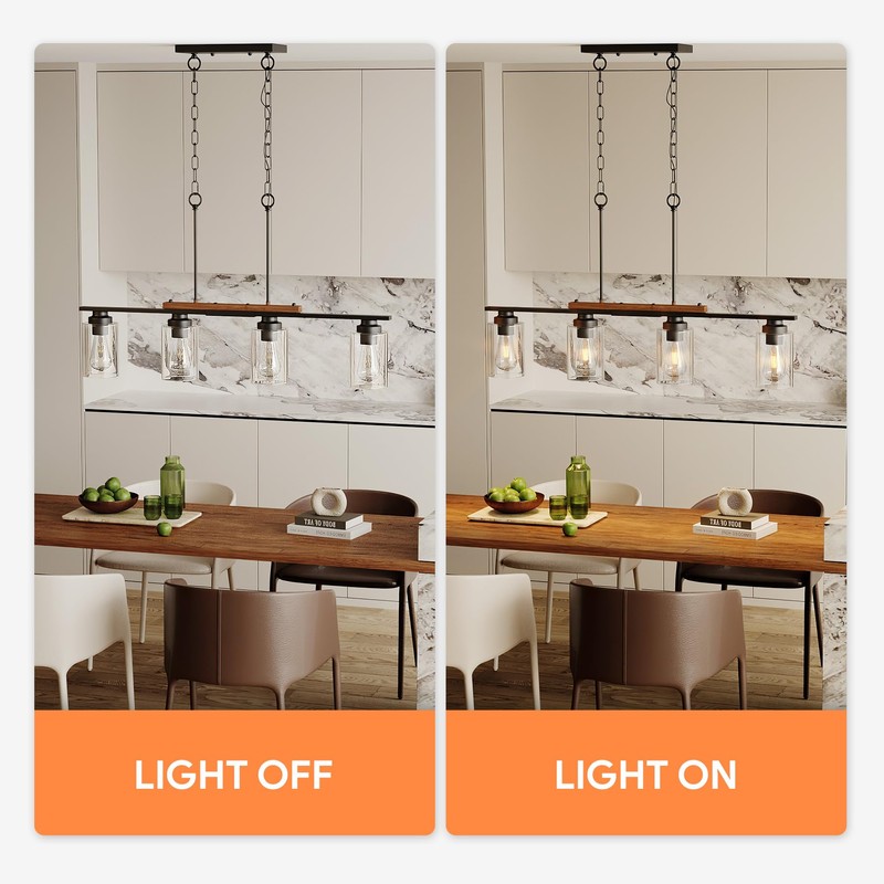 VONLUCE Dining Room Light Fixture Over Table, 4-Light Kitchen Island