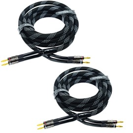 Arklove 2pack 10ft 12awg Premium Heavy Duty Braided Wire Dual Banana to Banana Gold Plated Plug Speaker Cable OFC Oxygen-Free Copper