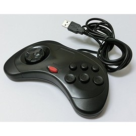 PC サターン6ボタン型USBコントローラー(ブラック)
