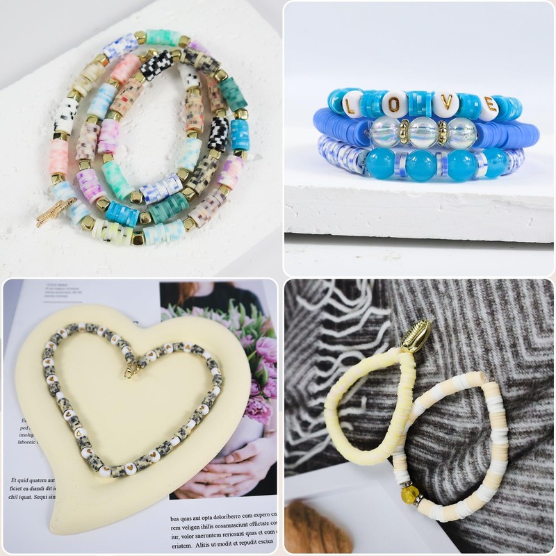 WOOLEE Clay Beads Kit,10665Pcs+ Clay Beads Bracelet Making Kit, 48