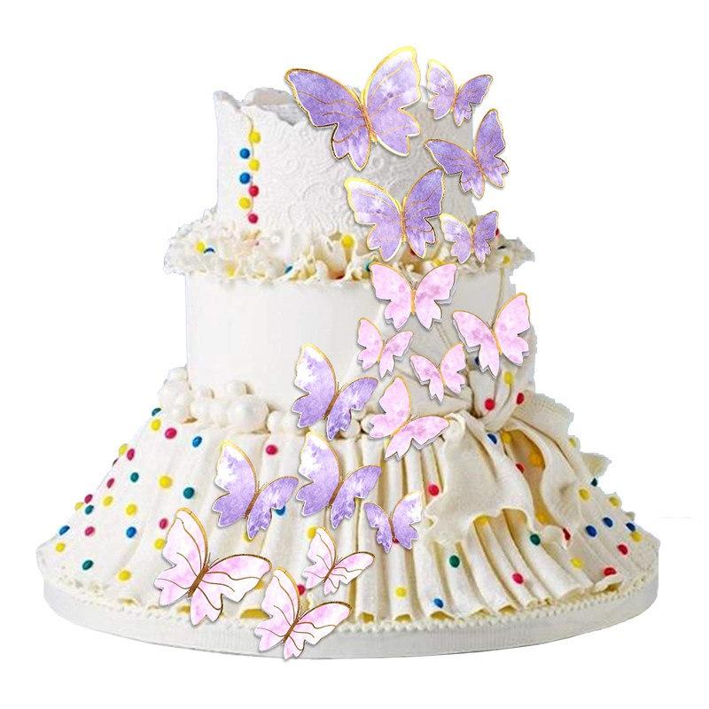 VEGCOO 80 Butterfly Cupcake Toppers Birthday Party Decorations - Assorted