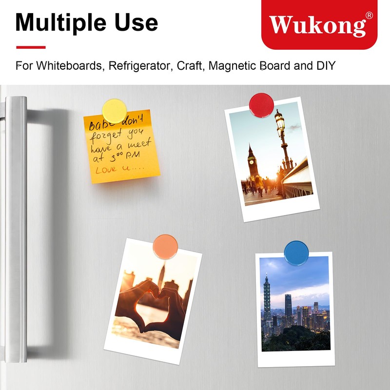 Wukong 24 Pack Fridge Magnets, 6 Colors Strong Whiteboard Magnets