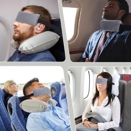 PPDVUUT Adjustable Head Support Strap for Travel - Compact & Portable Headrest Pillow Sling with Soft Fleece, Prevents Head Bobbing on Airplanes & Cars (Includes Earplugs & Storage Bag)
