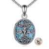 HKPATOP Caravaca Double Cross Locket Necklace 925 Sterling Silver Turquoise