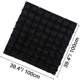 Ogrmar 64 Pockets Vertical Wall Garden Planter Plant Grow Bag for Flower Vegetable for Indoor/Outdoor (64 Pockets, Black)