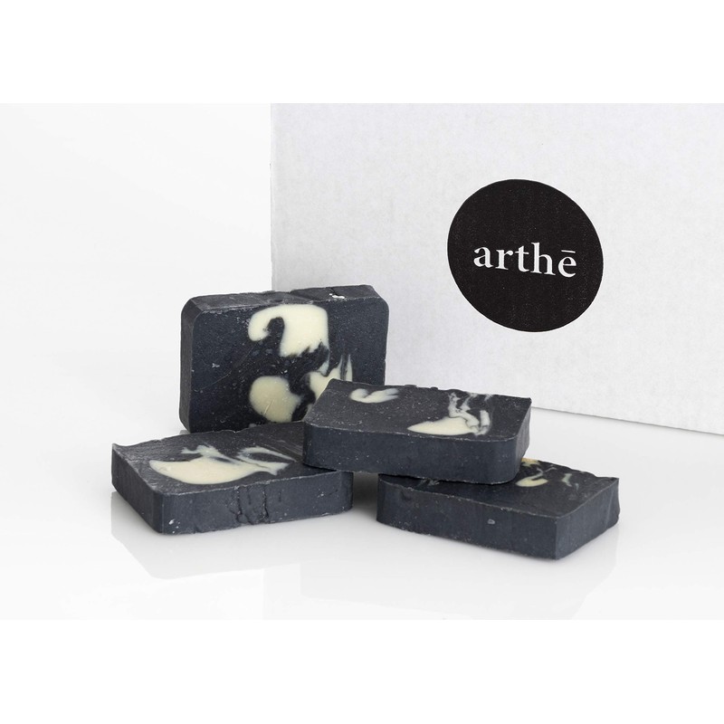 KIT 4 JABONES ARTESANALES de CARBON ACTIVADO y TEA TREE