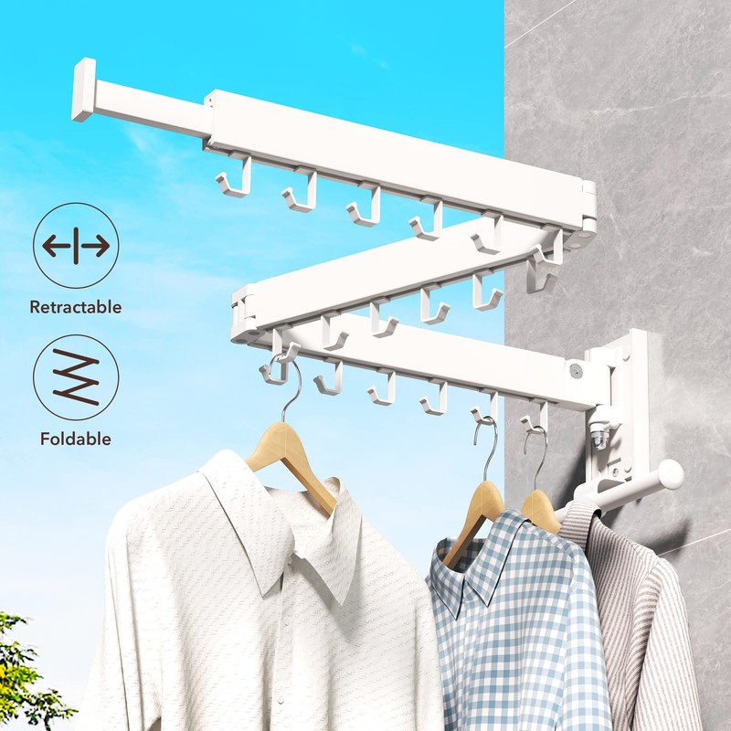 ZdwCyl Clothes Drying Rack,Laundry Drying Rack Wall Mount, Wall Mounted