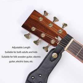 Guitar Strap, Vintage Style, Nylon Guitar Strap with Leather Ends, Adjustable Length for Acoustic, Electric, Bass Guitars (Blue)