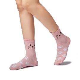 Leotruny Cute Socks Women Cat: Animal Novelty Socks for Women Girls - Ladies Funny Socks with Gift Box, X-5pairs-footprint Design, Medium