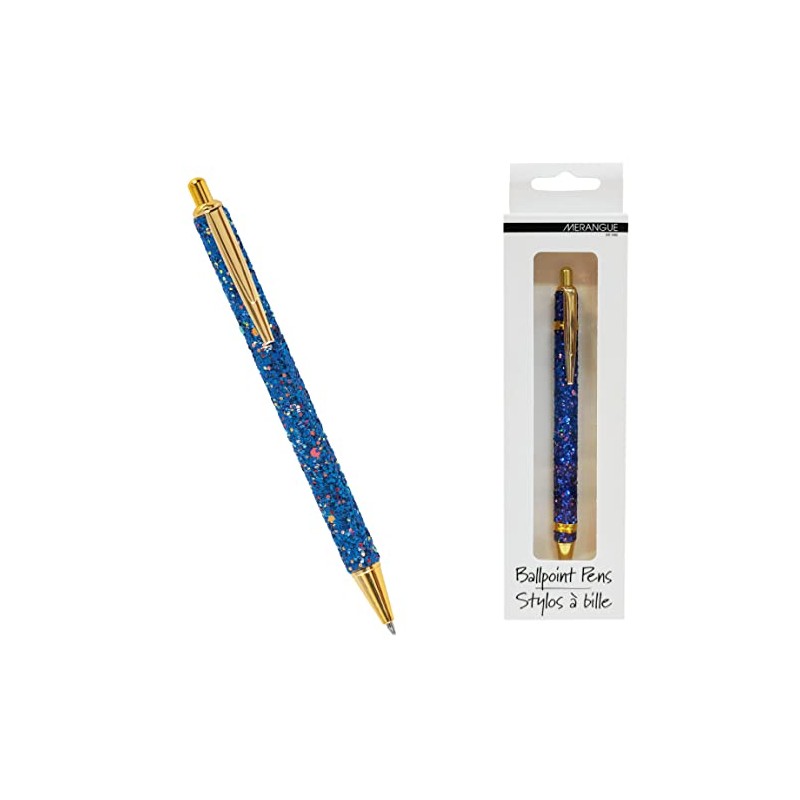 Merangue Sparkly Retractable Ballpoint Pen with Gold Accents, Medium, 1.0mm,