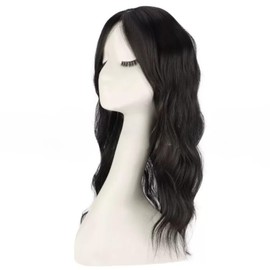 RUNRAYAY Wavy Hair Topper, 360 ° 3D -Haaropper für Frauen mit dünnerem Haar, 20 Zoll lange lockige Topper Haarstücke mit französischen Pony, Black 6a#