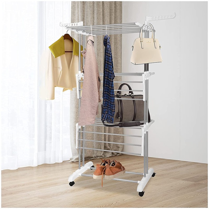 Bigzzia 4 Tier Folding Drying Rack Clothing Clothes Horses Rack