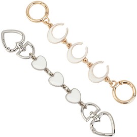 GORGECRAFT 2Pcs 2 Styles Purse Extender Chain Gold Silver Metal Heart Moon Bag Strap Extension Shoulder Crossbody Bag Short Handle Replacement Purse Charms Accessories for Handbag Wallet Clutch