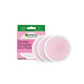 Garnier Mizellar Reusable Makeup Remover Eco Pads, 3 Microfibre Pads, Suitable for All Skin Types, 0 Waste Environmentally Friendly Pads, Ultra Soft 100% Polyester, Up to 1000 Washes per Pad