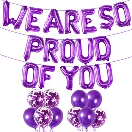 KatchOn, Purple We Are So Proud of You Balloons - 16 Inch, Pack of 27 | Confetti Balloons for Purple Congratulations Decorations | Graduation Balloons for Purple Graduation Decorations Class of 2024