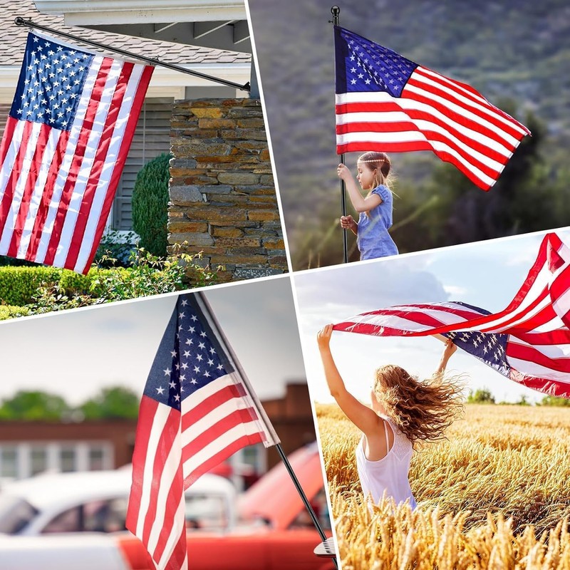 Barcetine Flag Pole for House with American Flag-Black Flagpoles Residential