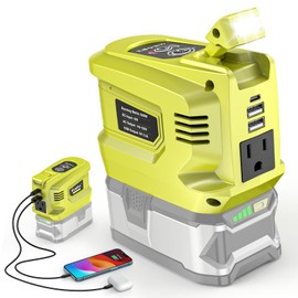 200W Portable Power Inverter for Ryobi 18V,Ecarke Outdoor Generato Battery Converter with 2 USB&LED&AC Battery Powered Outlet,Convert DC 18V/20V to AC 110V-120V Portable Power Station(Tool Only)
