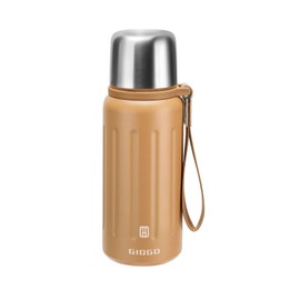 Vacuum Insulated Thermo Flasks with Cup 600ml/20.3oz Stainless Steel Thermo Bottles for Cold and Hot Drinks Water Coffee Flask with Cup (Orange,600ml)
