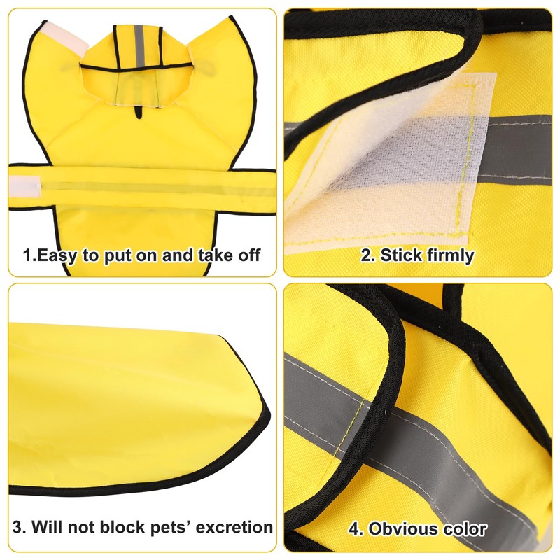 Dog Raincoat with Hood, Adjustable Dog Rain Jacket with Reflective