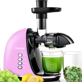 Slow Masticating Juicer,Brecious Cold Press Juicer with 2 Speed Modes & Quiet Motor,Juicer Machines Vegetable and Fruit with Reverse Function,Celery Juicer,BPA-Free,Easy to Clean (Purple）