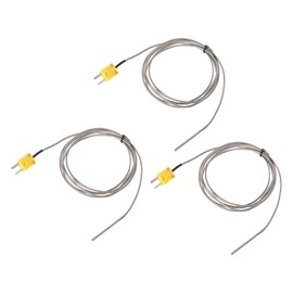 MECCANIXITY 3pcs K Type Thermocouple with Mini Connector Plug, Meter Temperature Sensor Probe 0 to 600°C Stainless Steel, 3x40mm 6.6ft Wire