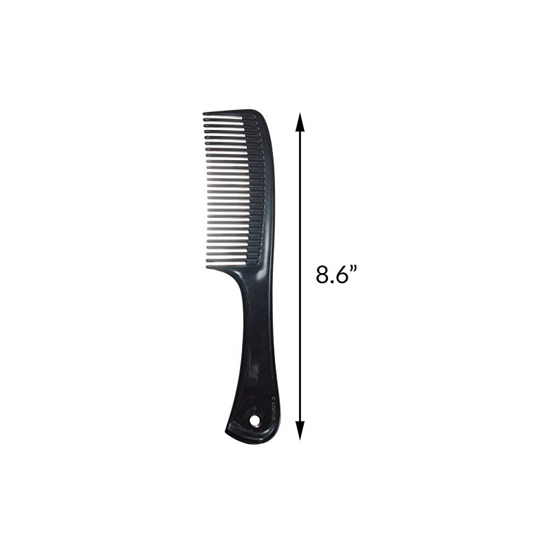Detangling Comb 8.6" with Handle (Black)