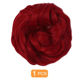 Traziewell Red Hair Extensions Hairpieces High Heat Resistant Synthetic Fiber Hair Scrunchy Updo Curly Messy Bun Hair Piece, 1331