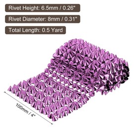 QUARKZMAN 0.5 Yard Sewing Stitch on Cone Pins, 12 Rows Plastic Flat Back Spike Rivets Punk Embellishment for DIY Clothes Bags Shoes Pink