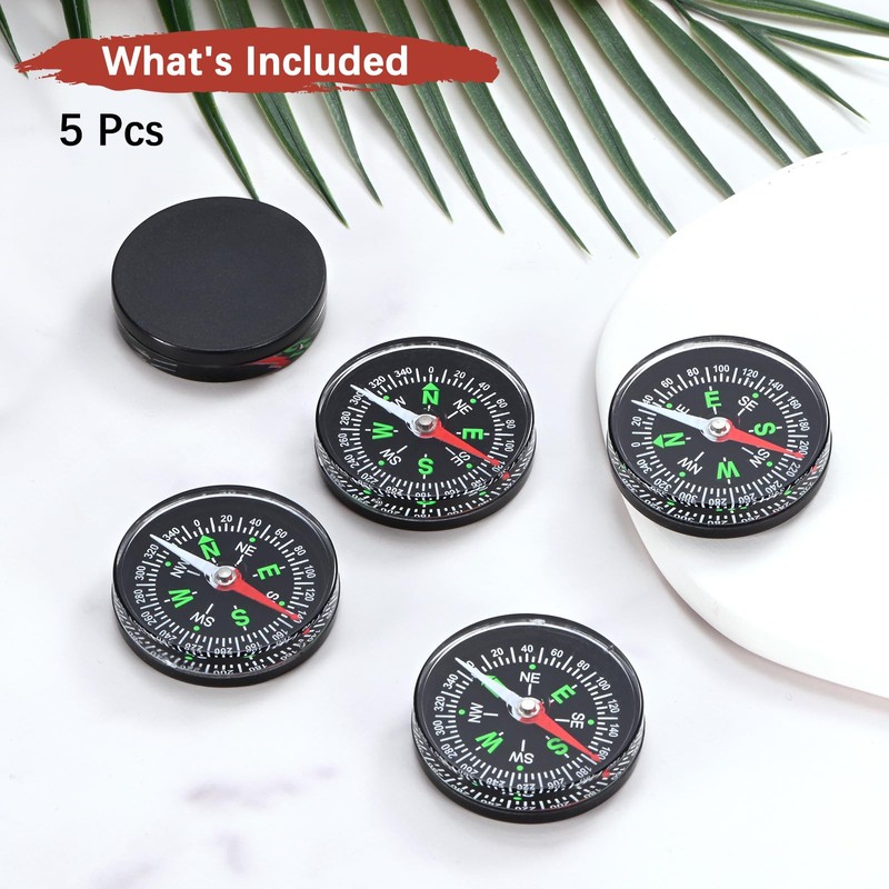 TIXIPEM 40mm Mini Compass [5PCS] - Pocket Oil Filled Small